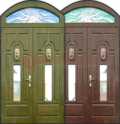 Стальная арочная дверь со стеклом ДА-17 для монолитного дома в Наро-Фоминске