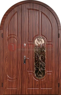 Арочная двухстворчатая стальная дверь Винорит ДА-54 в Наро-Фоминске