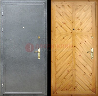 Серая металлическая дверь с евровагонкой ДЕ-12 в Наро-Фоминске