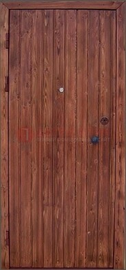 Коричневая железная дверь с евровагонкой ДЕ-18 в Наро-Фоминске