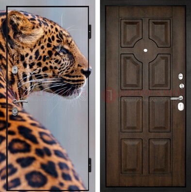 Металлическая дверь с фотопечатью леопарда ДФ-26 в Наро-Фоминске