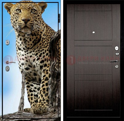 Железная дверь с рисунком гепарда снаружи ДФ-27 в Наро-Фоминске