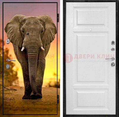 Металлическая дверь с фотопечатью слона ДФ-30 в Долгопрудном