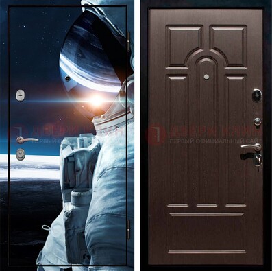 Стальная дверь с фотопечатью космонавта ДФ-4 в Наро-Фоминске