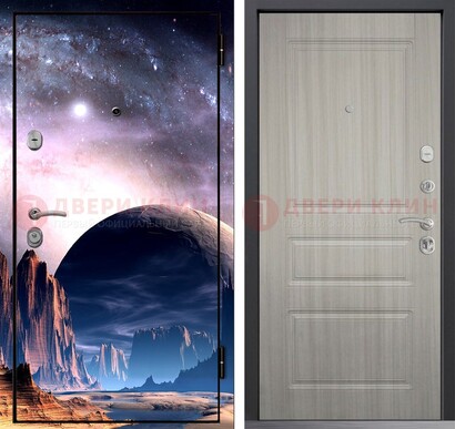 Железная дверь с фотопечатью космоса и планеты ДФ-50 в Наро-Фоминске
