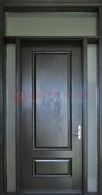 Черная металлическая дверь с фрамугами и стеклом ДФГ-24 в Наро-Фоминске