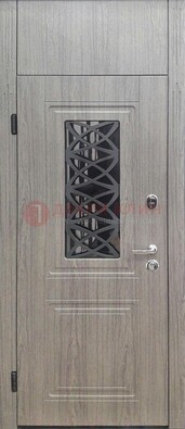 Металлическая дверь Винорит стекло и ковка с фрамугой ДФГ-33 в Наро-Фоминске