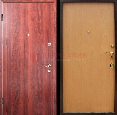 Красная железная дверь с ламинатом ДЛ-3 в Наро-Фоминске