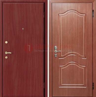 Красная металлическая дверь с ламинатом МДФ внутри ДЛ-8 в Наро-Фоминске
