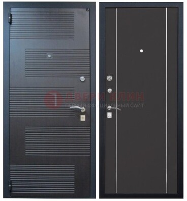 Темная металлическая дверь с МДФ ДМ-105 в деревянный дом в Наро-Фоминске