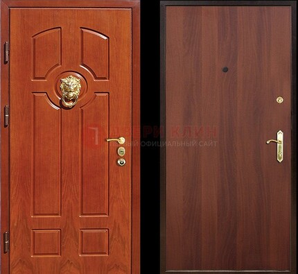 Оранжевая стальная дверь с МДФ ламинат внутри ДМ-18 в квартиру в Наро-Фоминске