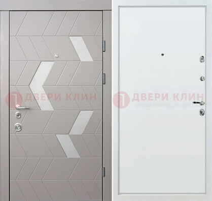 Светлая металлическая дверь с терморазрывом и МДФ панелью ДМ-190 в Наро-Фоминске