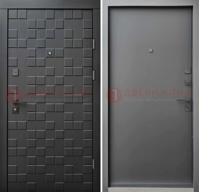 Темная стальная филенчатая дверь с МДФ ДМ-221 в Можайске