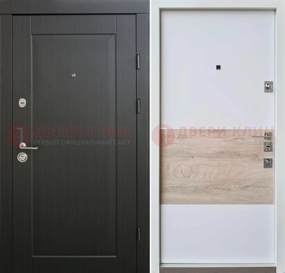 Черная металлическая дверь с белой МДФ внутри ДМ-230 в Наро-Фоминске
