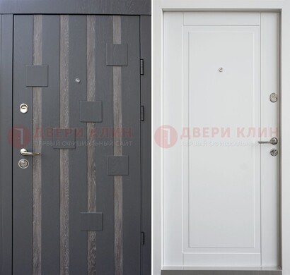 Темная металлическая дверь c белом МДФ внутри ДМ-231 в Электростали