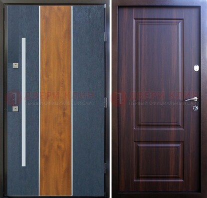 Современная входная дверь и с коричневой МДФ внутри ДМ-236 в Наро-Фоминске