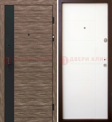 Коричневая входная дверь с черной вставкой МДФ ДМ-239 в Наро-Фоминске