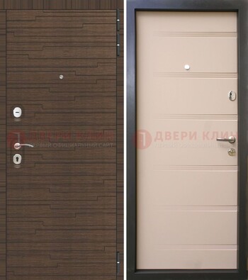 Коричневая  железная дверь c фрезерованной МДФ ДМ-248 в Наро-Фоминске