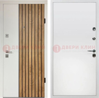 Белая с коричневой вставкой филенчатая дверь МДФ ДМ-278 в Наро-Фоминске