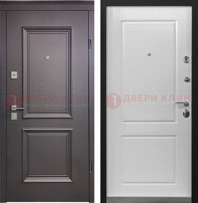 Железная серая дверь с филенчатой МДФ Беленый дуб ДМ-290 в Наро-Фоминске