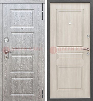 Железная серая дверь со светлой МДФ ДМ-302 в Наро-Фоминске
