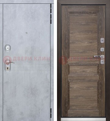 Серая металлическая дверь с МДФ коричневого цвета ДМ-304 в Вологде