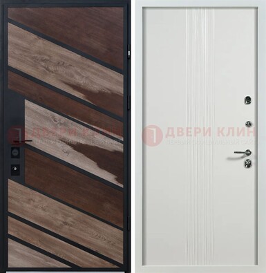 Железная коричневая дверь со светлой МДФ внутри ДМ-310 в Краснодаре