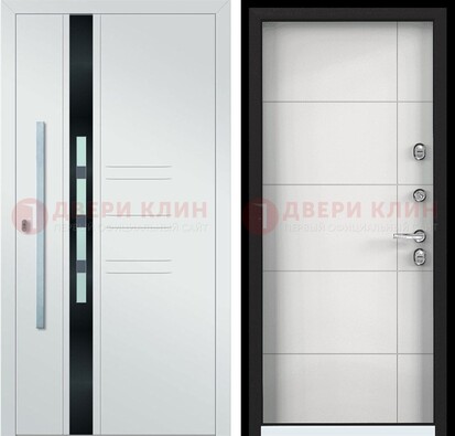 Металлическая дверь в белом цвете с МДФ ДМ-323 в Наро-Фоминске