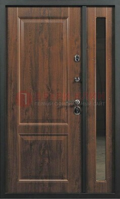 Темная железная дверь с панелью МДФ с зеркалом ДМ-338 в Наро-Фоминске