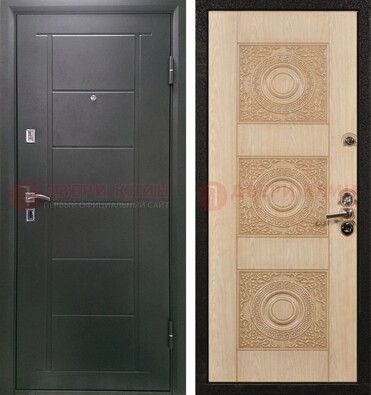 Темная железная дверь с МДФ в квартиру ДМ-344 в Наро-Фоминске