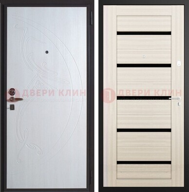 Белая стальная дверь с МДФ ДМ-346 в Наро-Фоминске