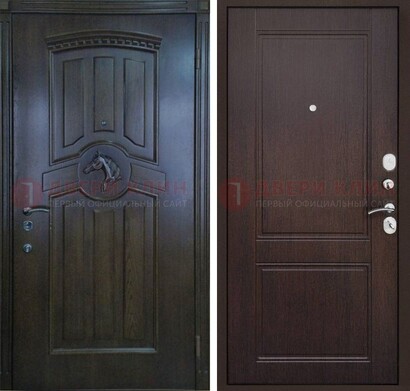 Темно-коричневая железная дверь с МДФ ДМ-350 в Дубне