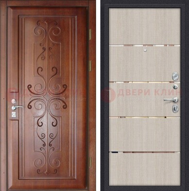 Металлическая дверь с панелями МДФ и вставками ДМ-358 в Зеленограде