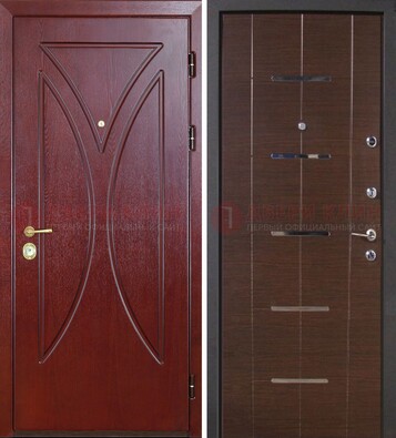 Темно-красная железная дверь с МДФ ДМ-370 в Наро-Фоминске