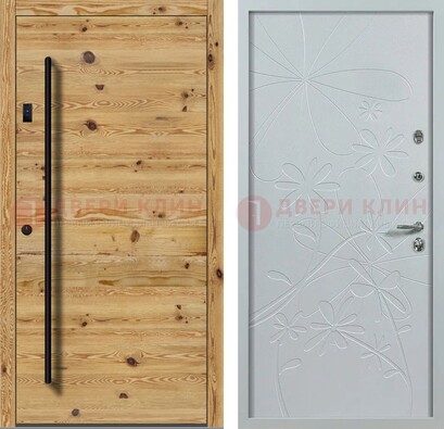 Металлическая дверь с МДФ в светлом цвете ДМ-412 в Наро-Фоминске