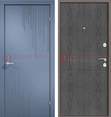 Синяя металлическая дверь МДФ в квартиру ДМ-434 в Наро-Фоминске