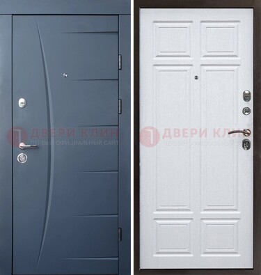 Темно-синяя стальная дверь МДФ белая внутри ДМ-435 в Наро-Фоминске