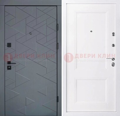 Серая железная дверь с белой МДФ внутри ДМ-445 в Наро-Фоминске