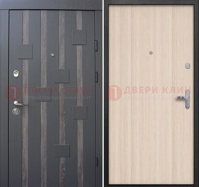 Черная железная дверь с МДФ в квартиру ДМ-448 в Наро-Фоминске