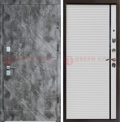 Серая металлическая дверь с панелями МДФ хайтек ДМ-466 в Наро-Фоминске