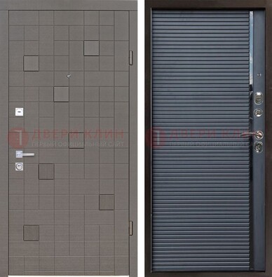 Темная стальная дверь с панелями МДФ хайтек ДМ-467 в Наро-Фоминске