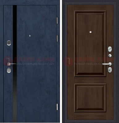 Синяя входная дверь МДФ с обеих сторон ДМ-473 в Наро-Фоминске
