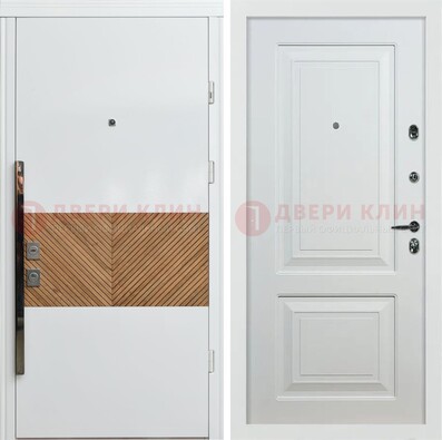 Белая железная дверь с МДФ в квартиру ДМ-476 в Наро-Фоминске