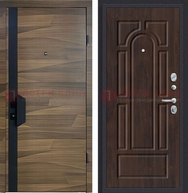 Коричневая железная дверь с МДФ панелями для квартиры ДМ-477 в Наро-Фоминске