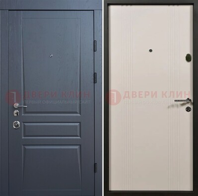 Темно-серая стальная дверь с МДФ хайтек ДМ-481 в Волжском