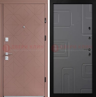 Красная стальная дверь в квартиру с МДФ хайтек ДМ-493 в Наро-Фоминске