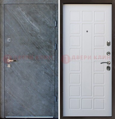 Железная дверь с МДФ серая и белая ДМ-505 в Павловском Посаде