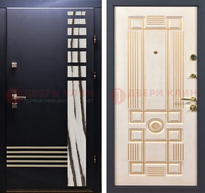 Черная железная дверь с МДФ панелями ДМ-510 в Наро-Фоминске