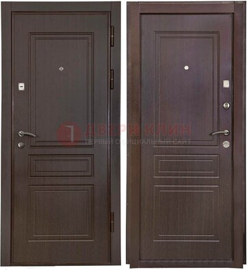 Антивандальная коричневая железная дверь с МДФ ДМ-61 в Наро-Фоминске