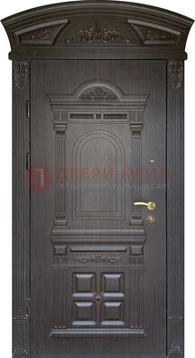 Темная уличная дверь с массивом дуба с узором ДМД-58 в Наро-Фоминске